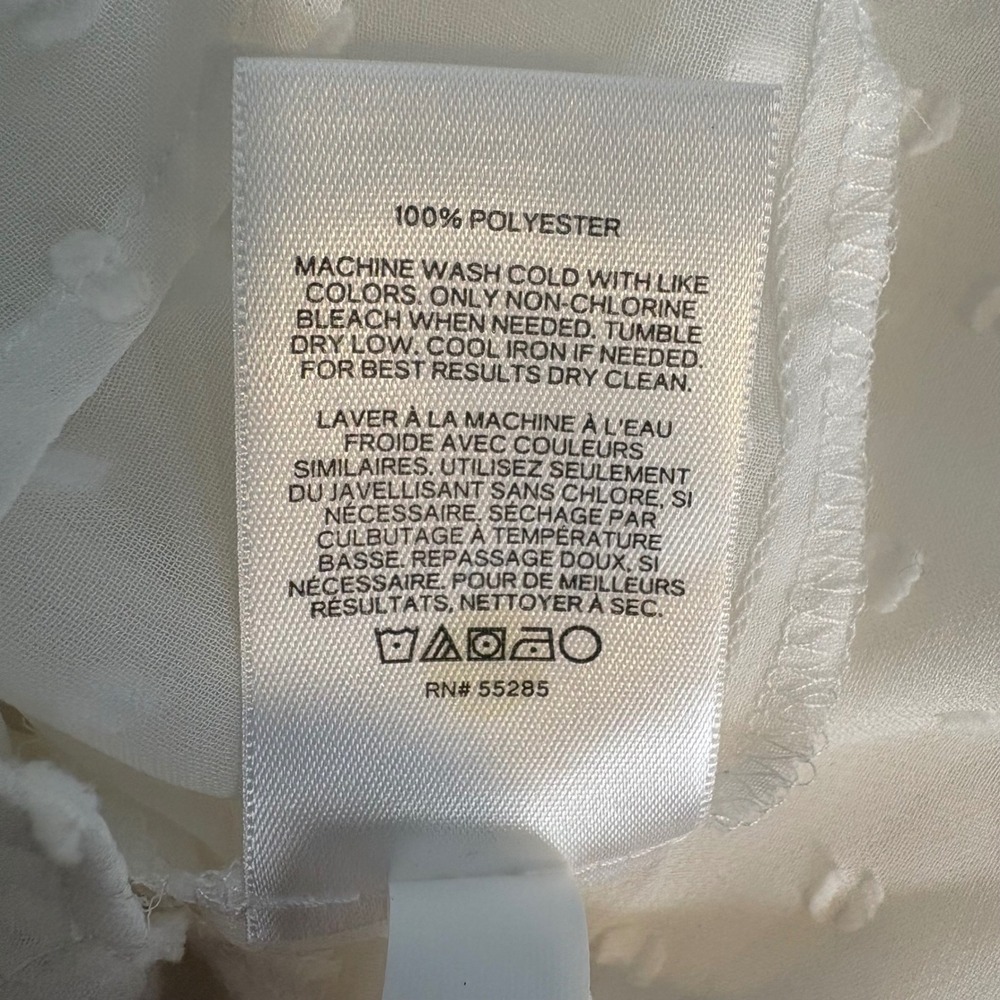 Express Swiss Dot Ruffle Blouse Womens XS White Sheer Boho Cottagecore NWT - Picture 7 of 7